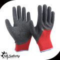 10 gauge dark red polycotton liner 3/4 coated black latex on palm safety gloves/working glove